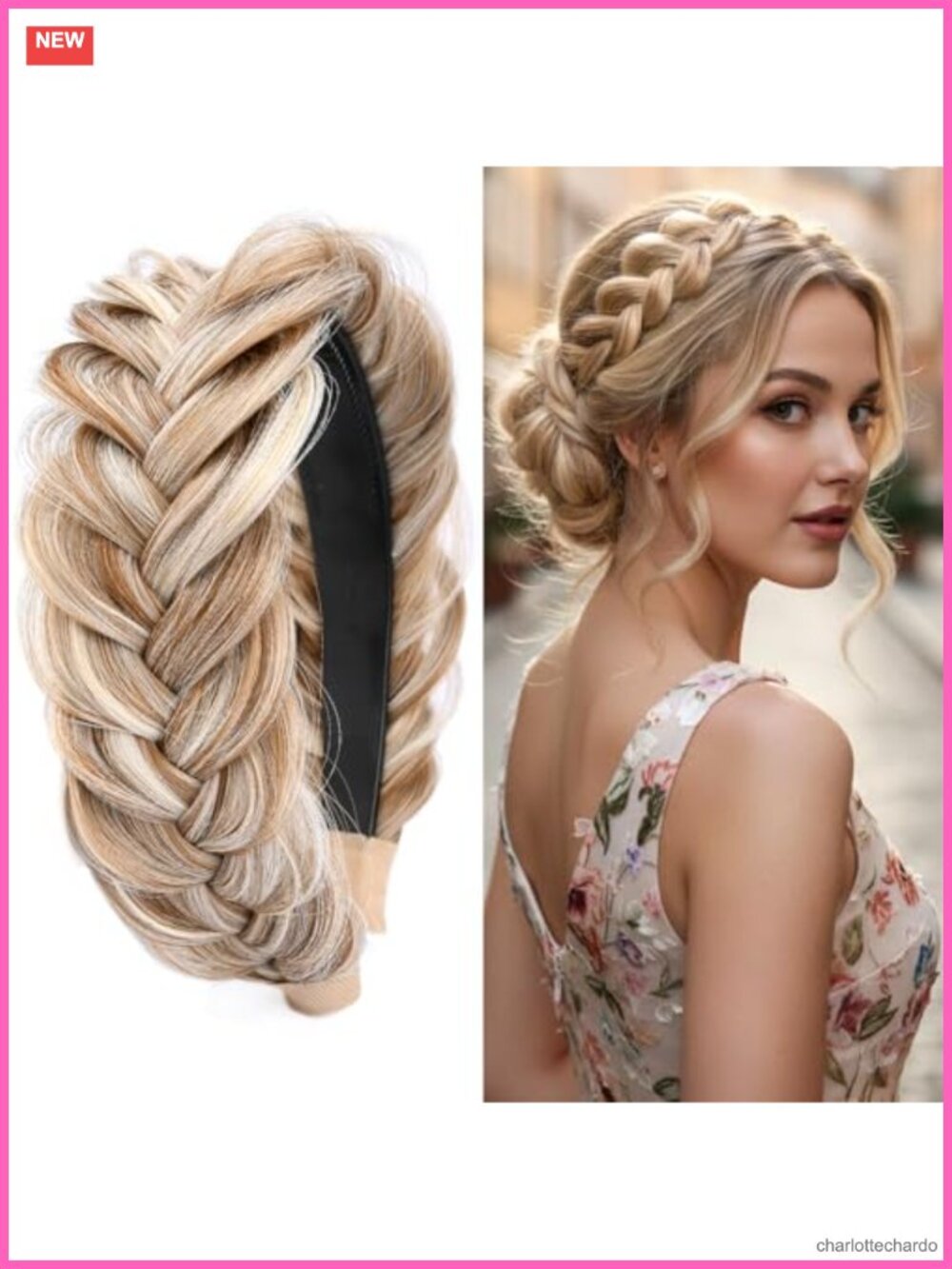 Wide Messy Braided Headband with Teeth Synthetic Hair Plaited High Elasticity